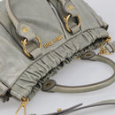 Miu Miu Vitellolux Hand Bag Leather 2way Gold Light Green Auth 213807M-6