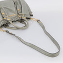 Miu Miu Vitellolux Hand Bag Leather 2way Gold Light Green Auth 213807M-9