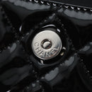 CHANEL Matelasse In Love Belt Bag Waist Bag Patent Black Silver CC Auth 213810SM-10