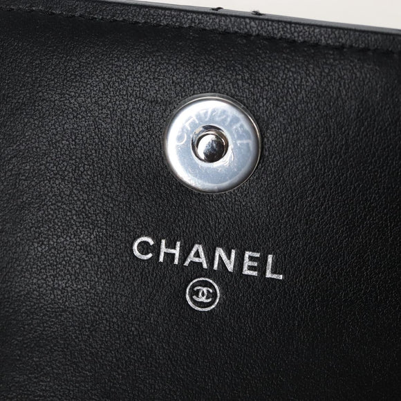 CHANEL Matelasse In Love Belt Bag Waist Bag Patent Black Silver CC Auth 213810SM