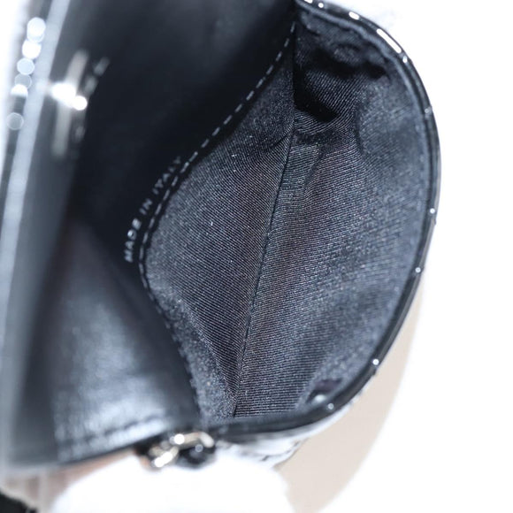 CHANEL Matelasse In Love Belt Bag Waist Bag Patent Black Silver CC Auth 213810SM