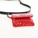 CHANEL Matelasse In Love Belt Bag Waist Bag Patent Black Silver CC Auth 213810SM-19