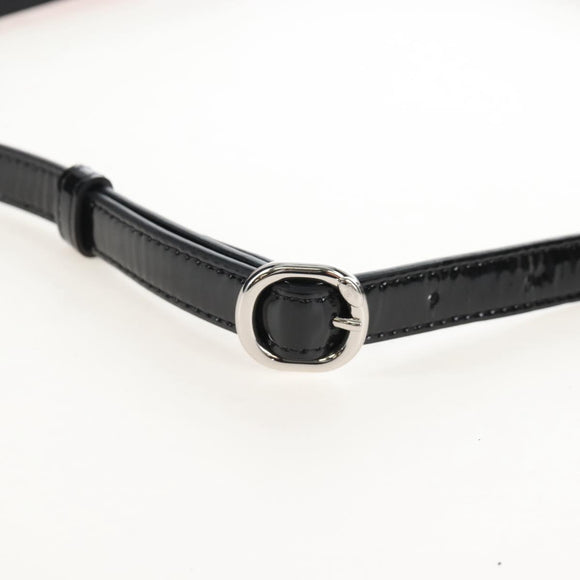 CHANEL Matelasse In Love Belt Bag Waist Bag Patent Black Silver CC Auth 213810SM