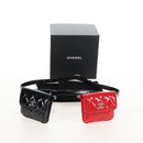 CHANEL Matelasse In Love Belt Bag Waist Bag Patent Black Silver CC Auth 213810SM-33