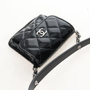CHANEL Matelasse In Love Belt Bag Waist Bag Patent Black Silver CC Auth 213810SM-6