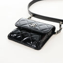 CHANEL Matelasse In Love Belt Bag Waist Bag Patent Black Silver CC Auth 213810SM-7