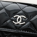 CHANEL Matelasse In Love Belt Bag Waist Bag Patent Black Silver CC Auth 213810SM-8