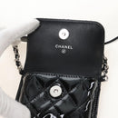 CHANEL Matelasse In Love Belt Bag Waist Bag Patent Black Silver CC Auth 213810SM-9
