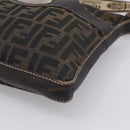 FENDI Zucca Canvas Celeria Shoulder Bag Brown Silver 8BT092 Auth 213811-10
