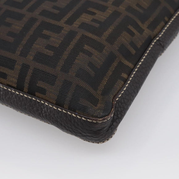 FENDI Zucca Canvas Celeria Shoulder Bag Brown Silver 8BT092 Auth 213811