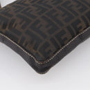 FENDI Zucca Canvas Celeria Shoulder Bag Brown Silver 8BT092 Auth 213811-13