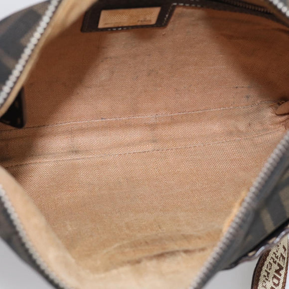 FENDI Zucca Canvas Celeria Shoulder Bag Brown Silver 8BT092 Auth 213811