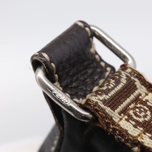 FENDI Zucca Canvas Celeria Shoulder Bag Brown Silver 8BT092 Auth 213811