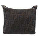 FENDI Zucca Canvas Celeria Shoulder Bag Brown Silver 8BT092 Auth 213811-3