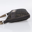 FENDI Zucca Canvas Celeria Shoulder Bag Brown Silver 8BT092 Auth 213811-4