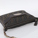 FENDI Zucca Canvas Celeria Shoulder Bag Brown Silver 8BT092 Auth 213811-6