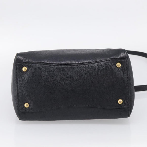 Miu Miu Madras Hand Bag Leather 2way Black Gold Tone Auth 213813V