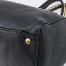 Miu Miu Madras Hand Bag Leather 2way Black Gold Tone Auth 213813V-12