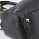 Miu Miu Madras Hand Bag Leather 2way Black Gold Tone Auth 213813V-15