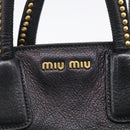 Miu Miu Madras Hand Bag Leather 2way Black Gold Tone Auth 213813V-16