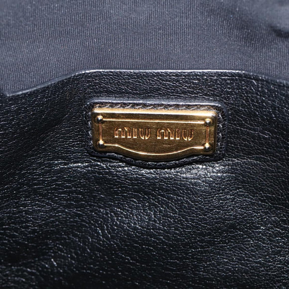 Miu Miu Madras Hand Bag Leather 2way Black Gold Tone Auth 213813V