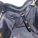 Miu Miu Madras Hand Bag Leather 2way Black Gold Tone Auth 213813V-20