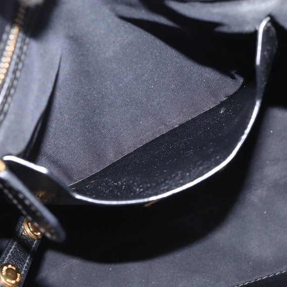 Miu Miu Madras Hand Bag Leather 2way Black Gold Tone Auth 213813V