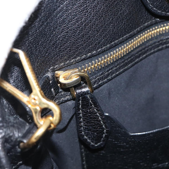 Miu Miu Madras Hand Bag Leather 2way Black Gold Tone Auth 213813V