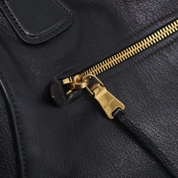 Miu Miu Madras Hand Bag Leather 2way Black Gold Tone Auth 213813V