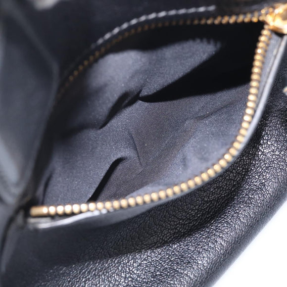 Miu Miu Madras Hand Bag Leather 2way Black Gold Tone Auth 213813V