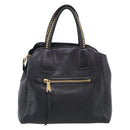 Miu Miu Madras Hand Bag Leather 2way Black Gold Tone Auth 213813V-3