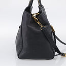 Miu Miu Madras Hand Bag Leather 2way Black Gold Tone Auth 213813V-4