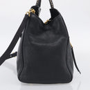 Miu Miu Madras Hand Bag Leather 2way Black Gold Tone Auth 213813V-5
