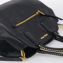 Miu Miu Madras Hand Bag Leather 2way Black Gold Tone Auth 213813V-6