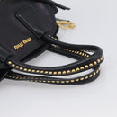 Miu Miu Madras Hand Bag Leather 2way Black Gold Tone Auth 213813V-7
