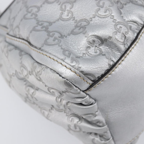 GUCCI GuccissimaGG Abbey Shoulder Bag Leather Silver 190525 Auth 213814V