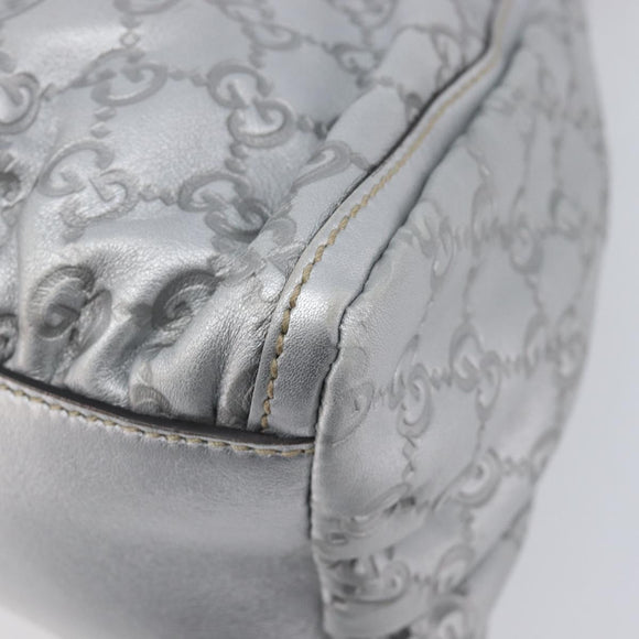 GUCCI GuccissimaGG Abbey Shoulder Bag Leather Silver 190525 Auth 213814V