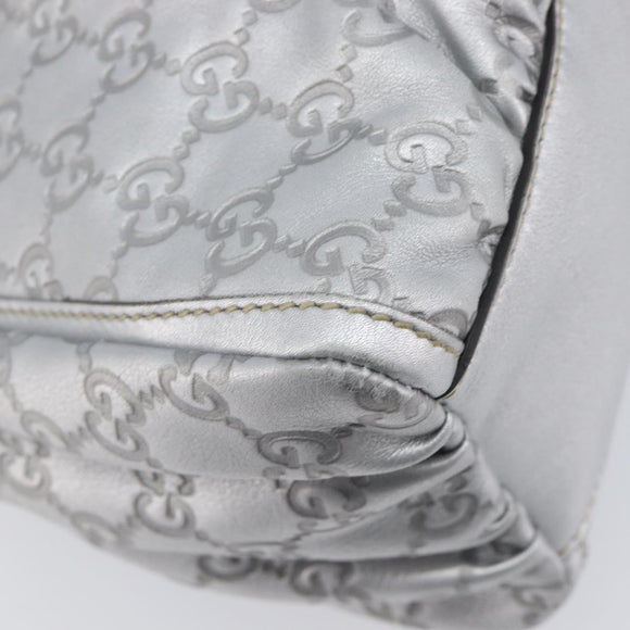 GUCCI GuccissimaGG Abbey Shoulder Bag Leather Silver 190525 Auth 213814V