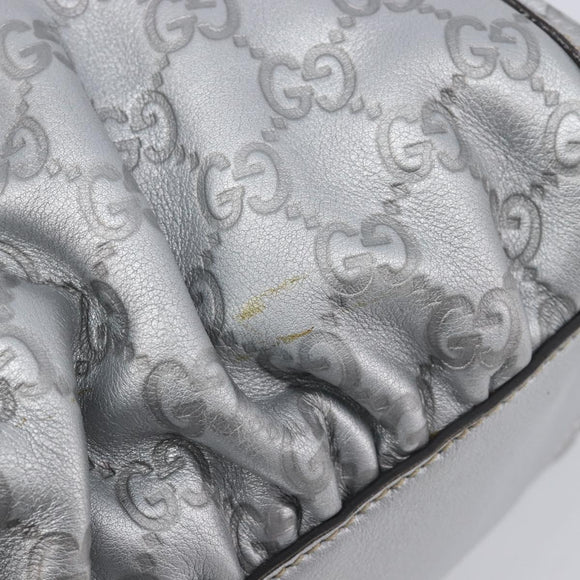 GUCCI GuccissimaGG Abbey Shoulder Bag Leather Silver 190525 Auth 213814V