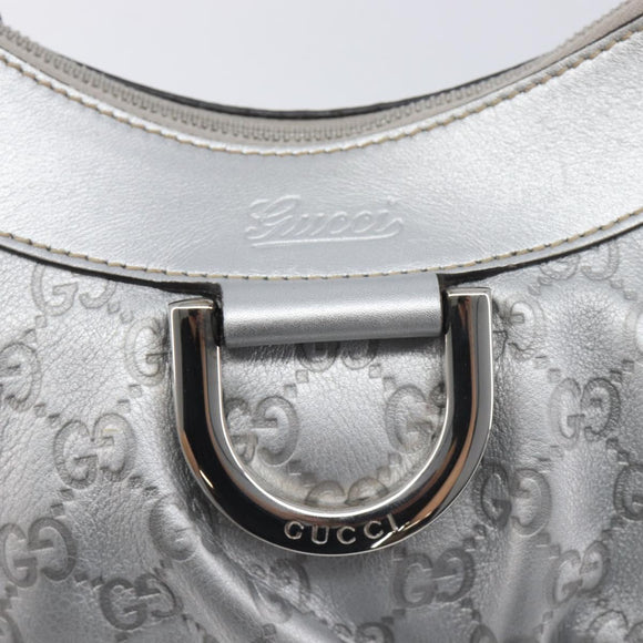 GUCCI GuccissimaGG Abbey Shoulder Bag Leather Silver 190525 Auth 213814V