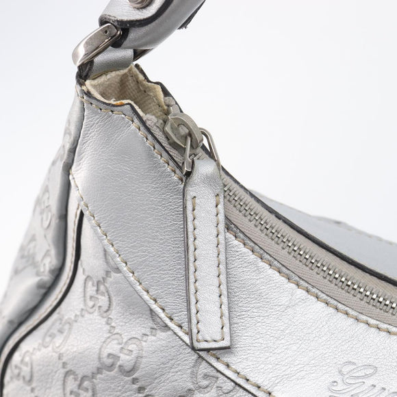 GUCCI GuccissimaGG Abbey Shoulder Bag Leather Silver 190525 Auth 213814V