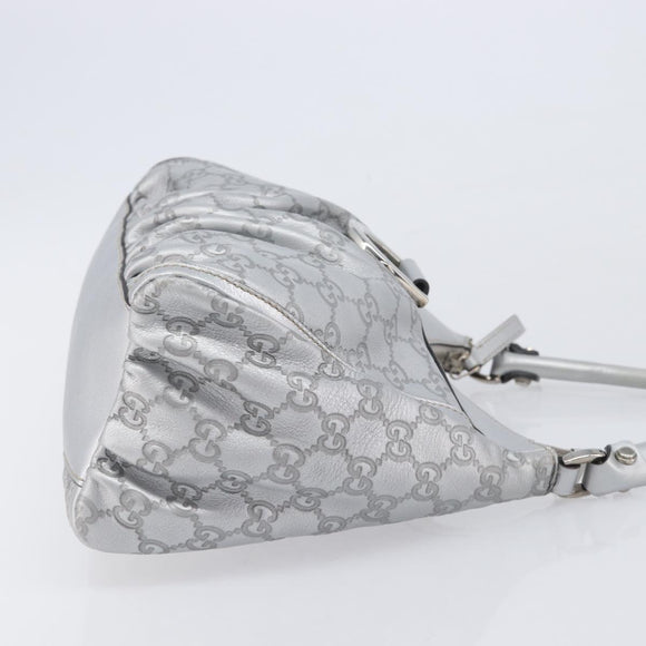 GUCCI GuccissimaGG Abbey Shoulder Bag Leather Silver 190525 Auth 213814V
