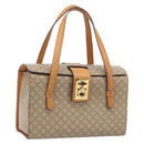 CELINE Macadam Hand Bag PVC Beige Gold Tone Auth 213815-1