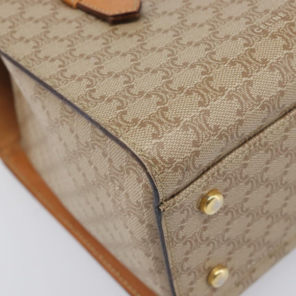 CELINE Macadam Hand Bag PVC Beige Gold Tone Auth 213815