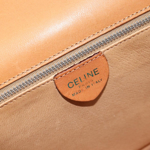 CELINE Macadam Hand Bag PVC Beige Gold Tone Auth 213815