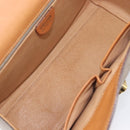 CELINE Macadam Hand Bag PVC Beige Gold Tone Auth 213815-18
