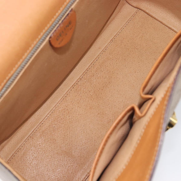 CELINE Macadam Hand Bag PVC Beige Gold Tone Auth 213815