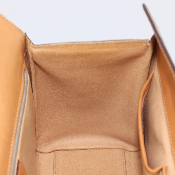 CELINE Macadam Hand Bag PVC Beige Gold Tone Auth 213815