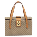 CELINE Macadam Hand Bag PVC Beige Gold Tone Auth 213815-2