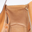 CELINE Macadam Hand Bag PVC Beige Gold Tone Auth 213815-20